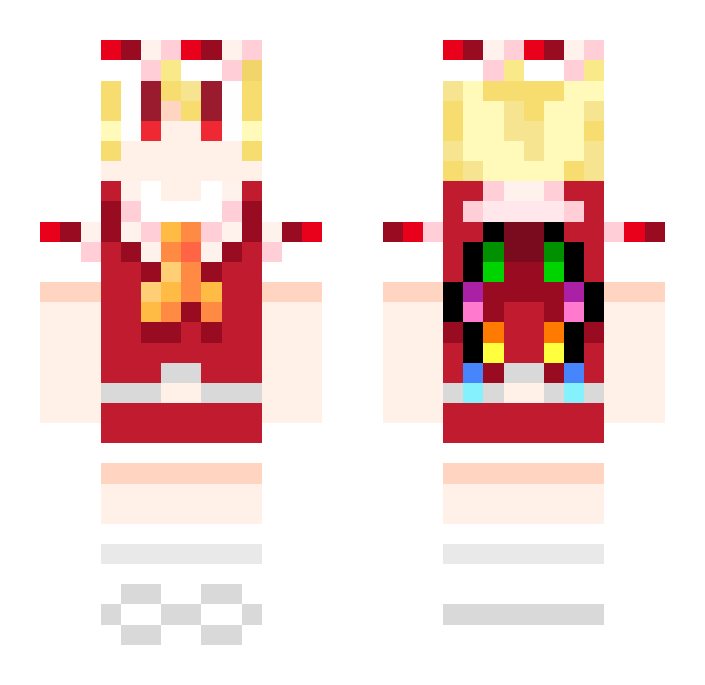 Parure Minecraft skin, front and back view