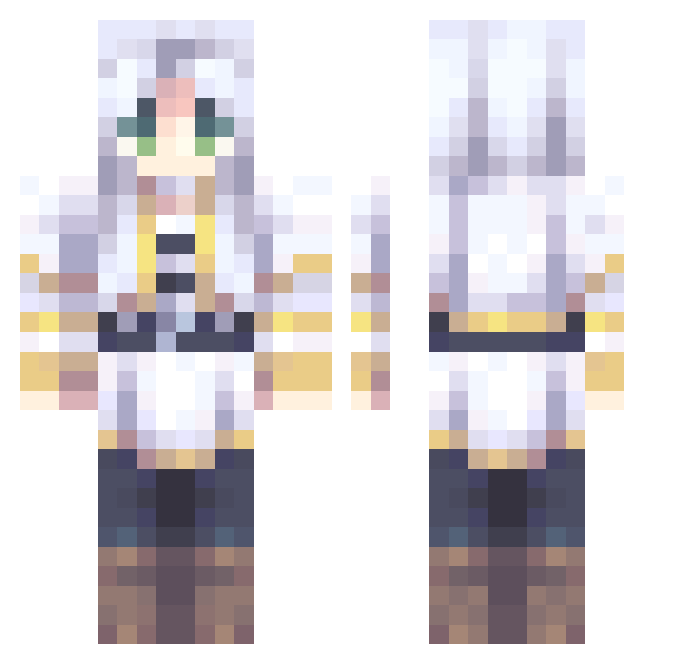 Muffer Minecraft skin, front and back view