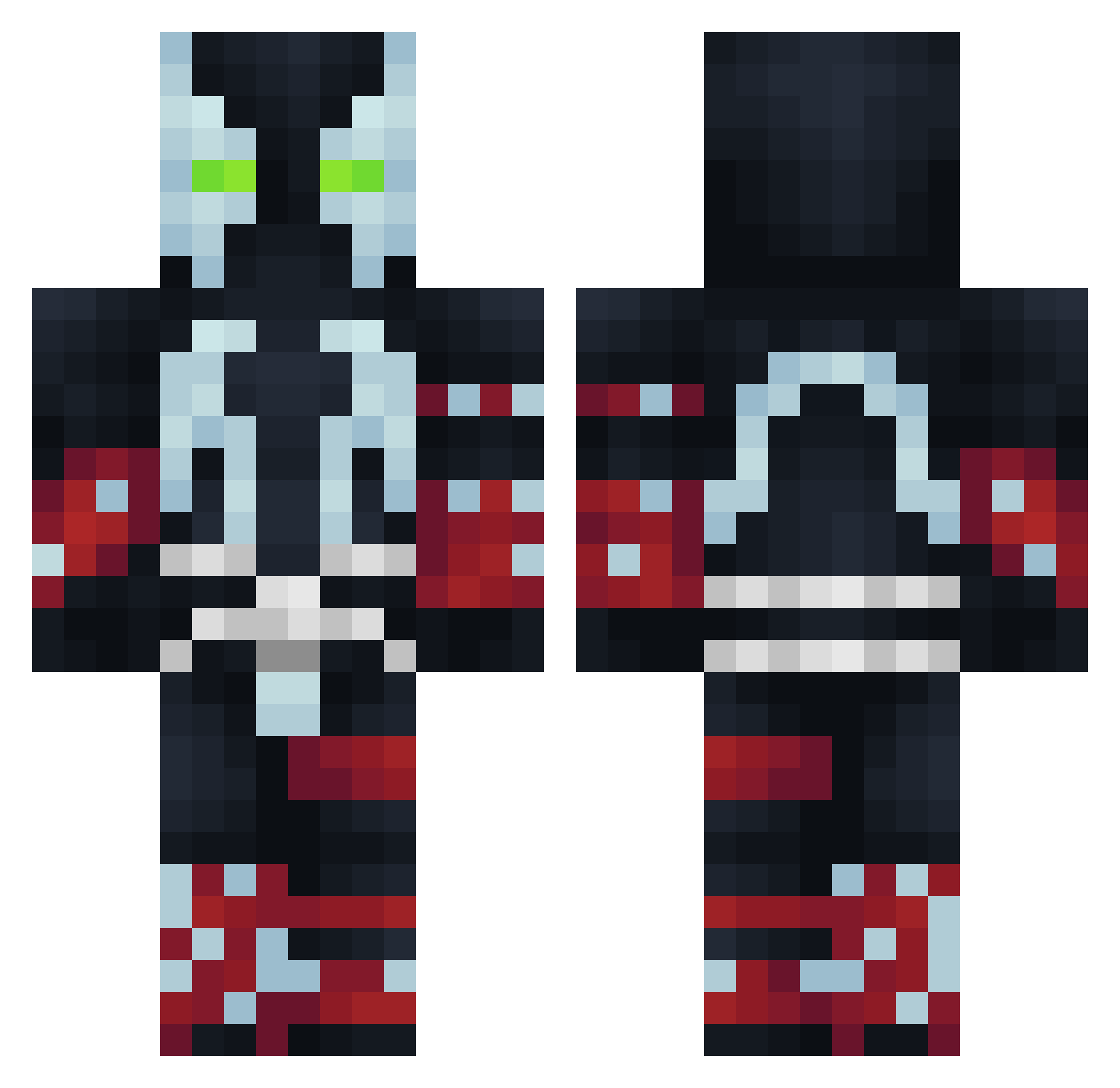 Kn0tHole Minecraft skin, front and back view
