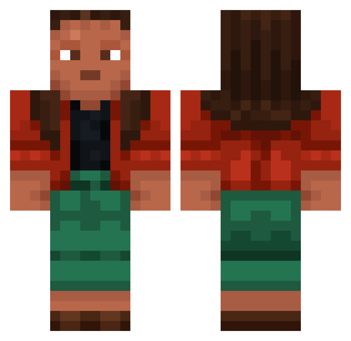 k1000O___ Minecraft skin, front and back view