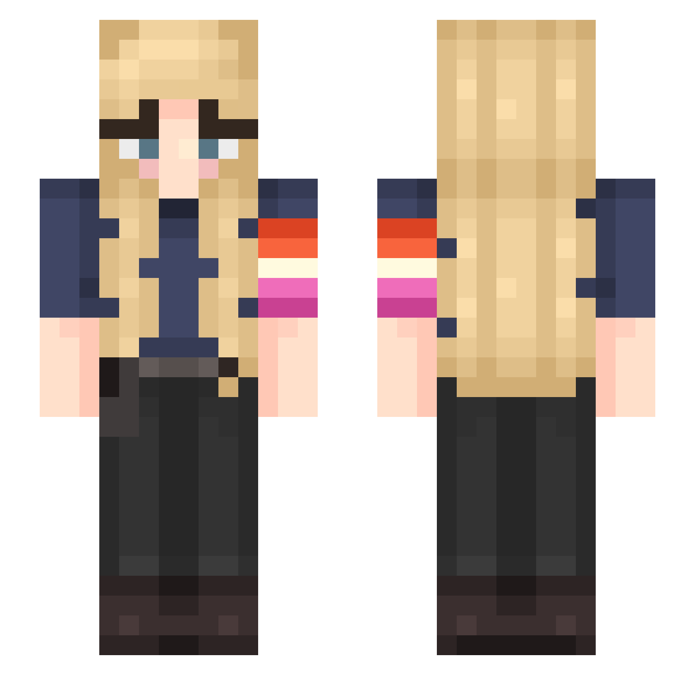 nem1e Minecraft skin, front and back view
