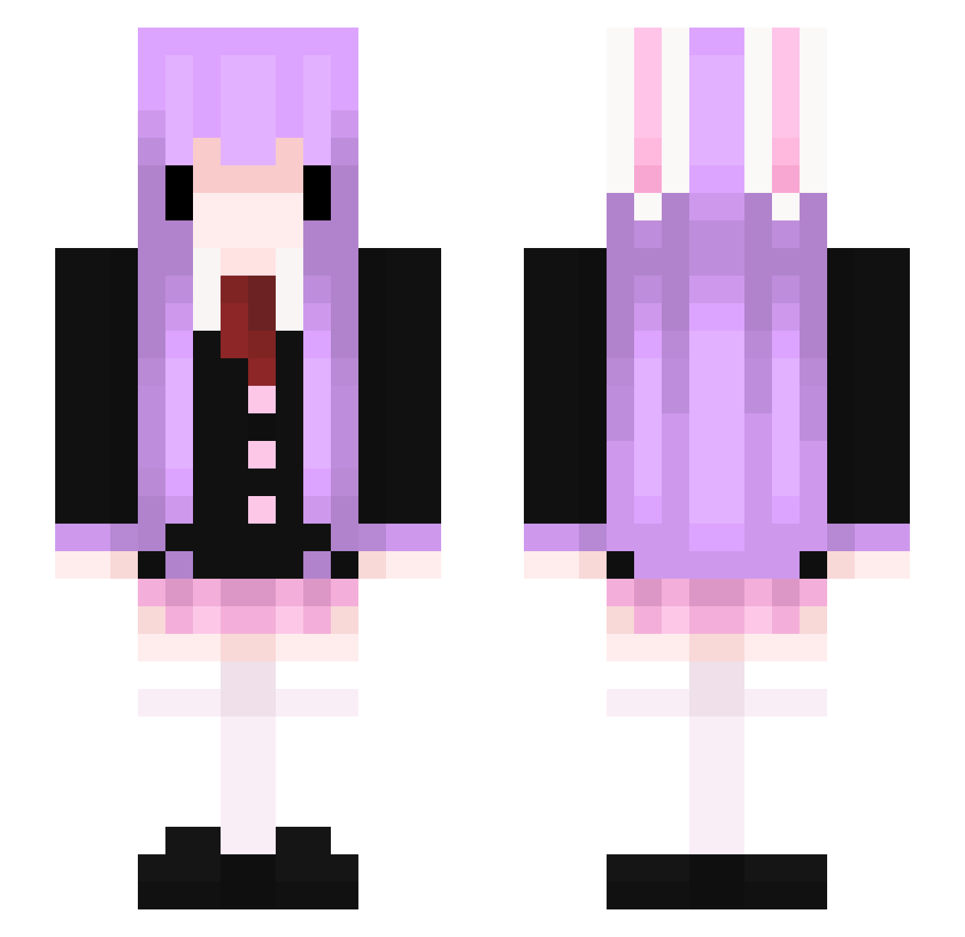 mystago Minecraft skin, front and back view