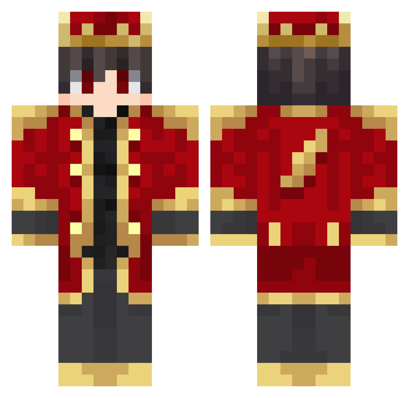 BFHUI Minecraft skin, front and back view