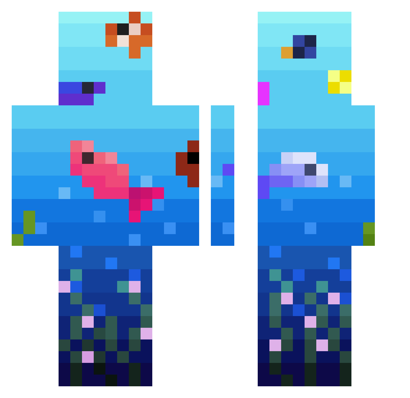 Bortomic Minecraft skin, front and back view