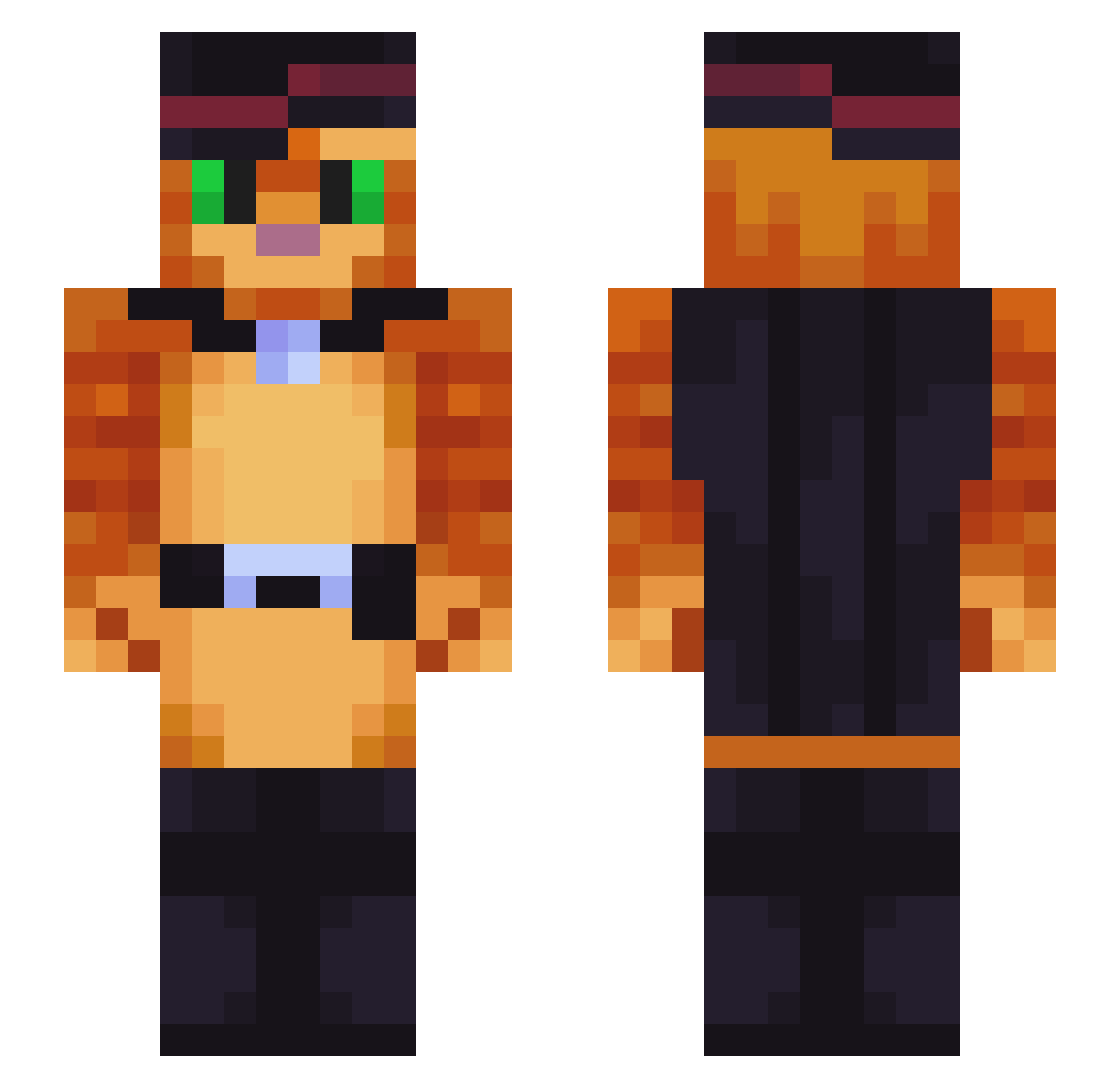 LevinXI Minecraft skin, front and back view