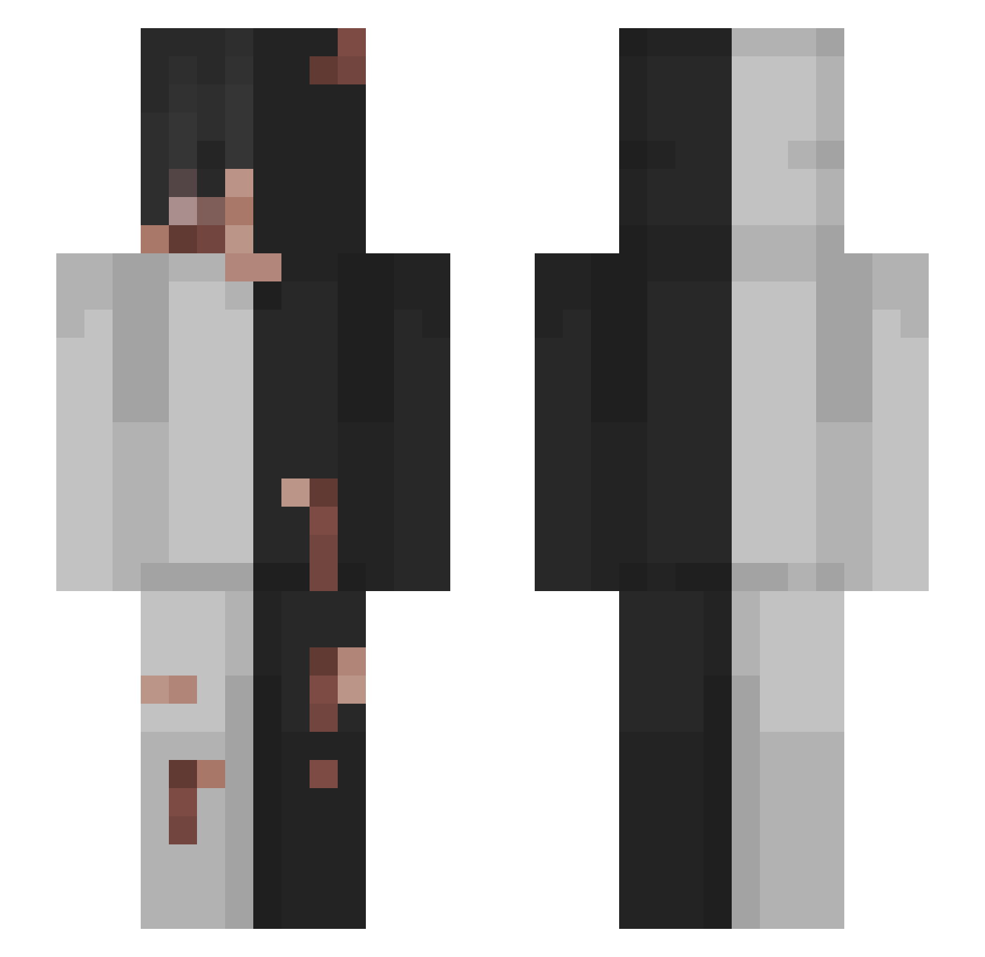 outlie Minecraft skin, front and back view