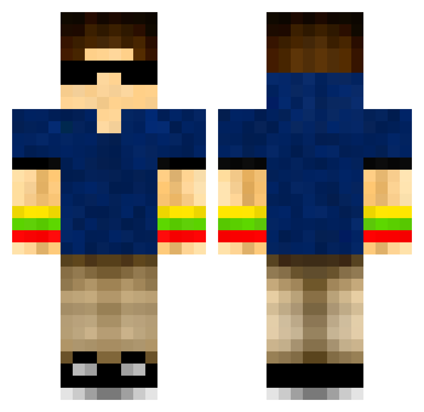 Wariio Minecraft skin, front and back view
