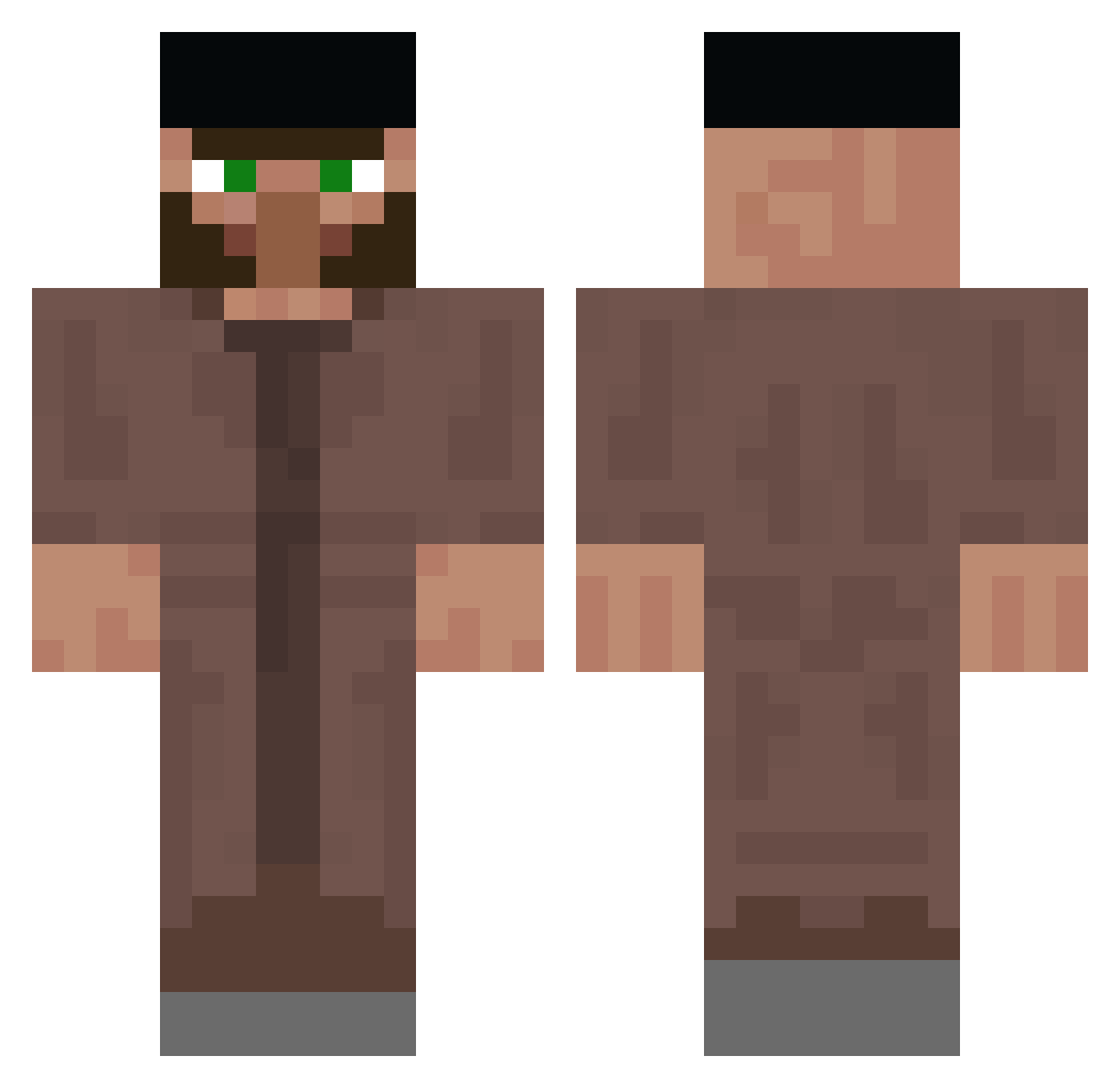 Pvsnipes Minecraft skin, front and back view