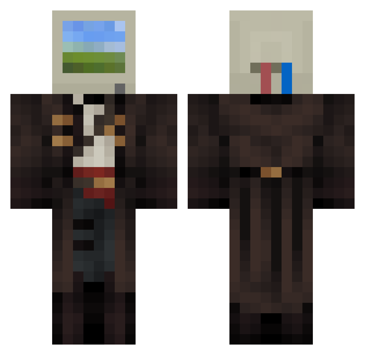 PhsycoPatrolR Minecraft skin, front and back view