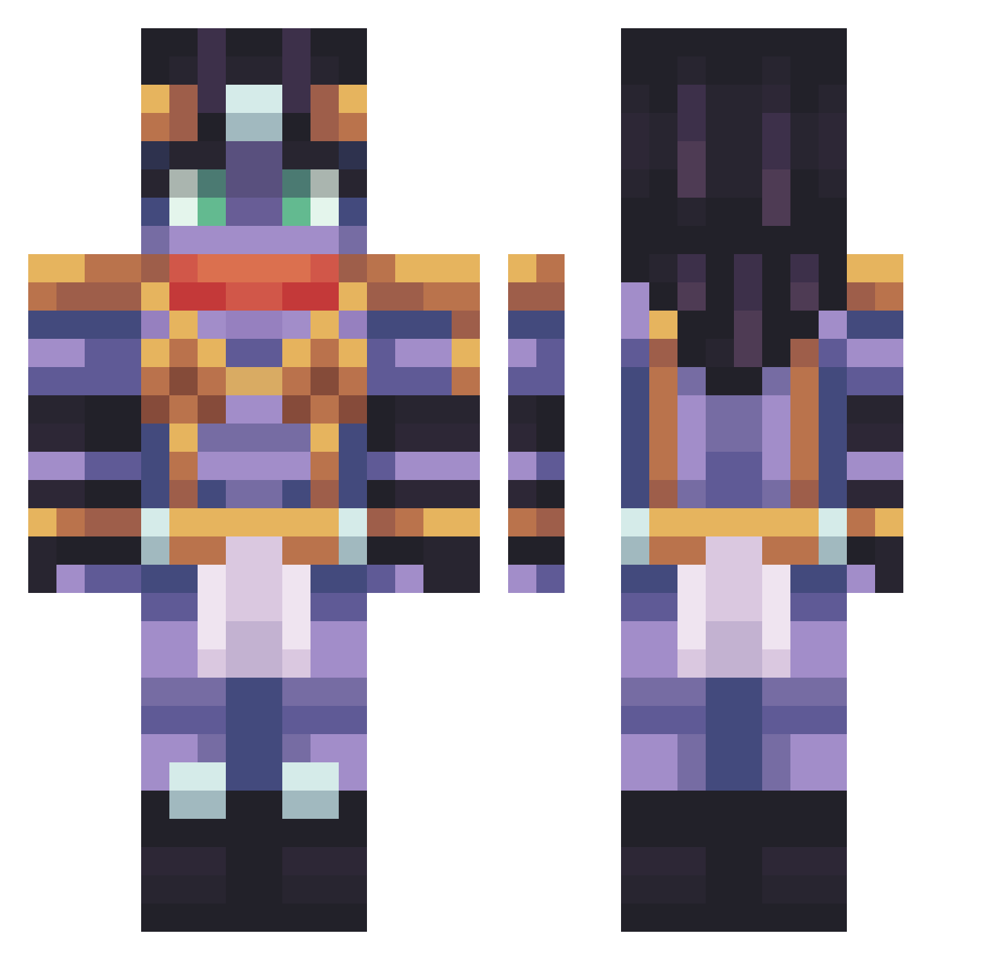 Siufi Minecraft skin, front and back view