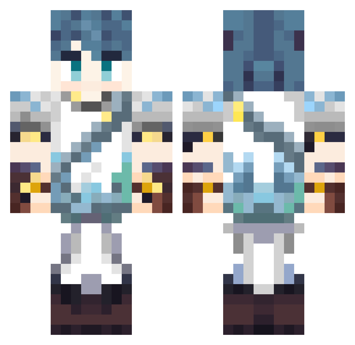 Mivcke Minecraft skin, front and back view