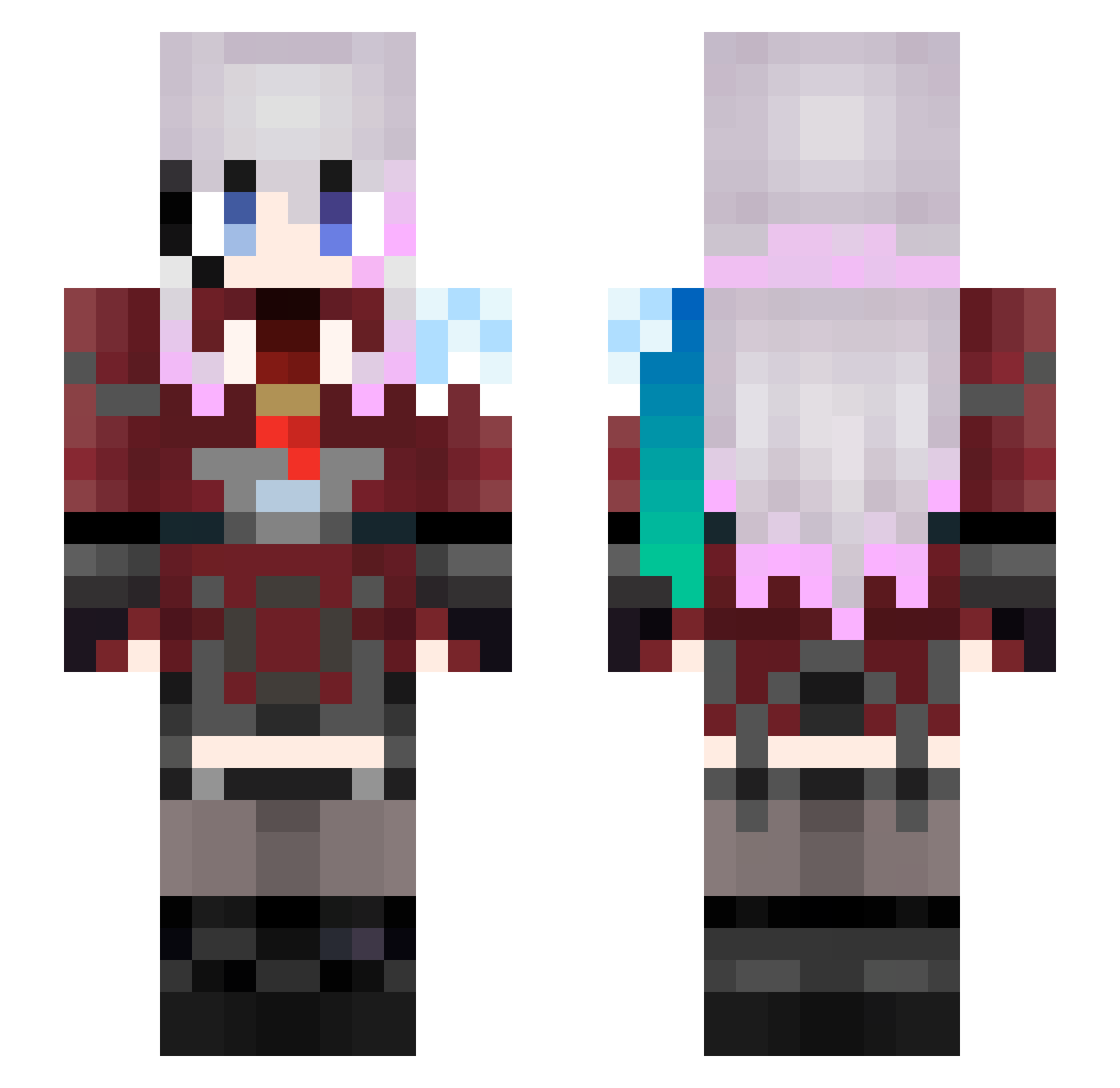 Ryu_Zero Minecraft skin, front and back view