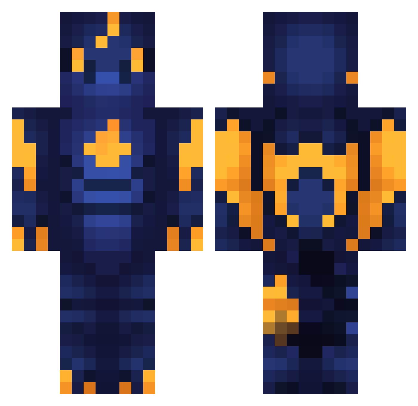 HolyKYZR Minecraft skin, front and back view