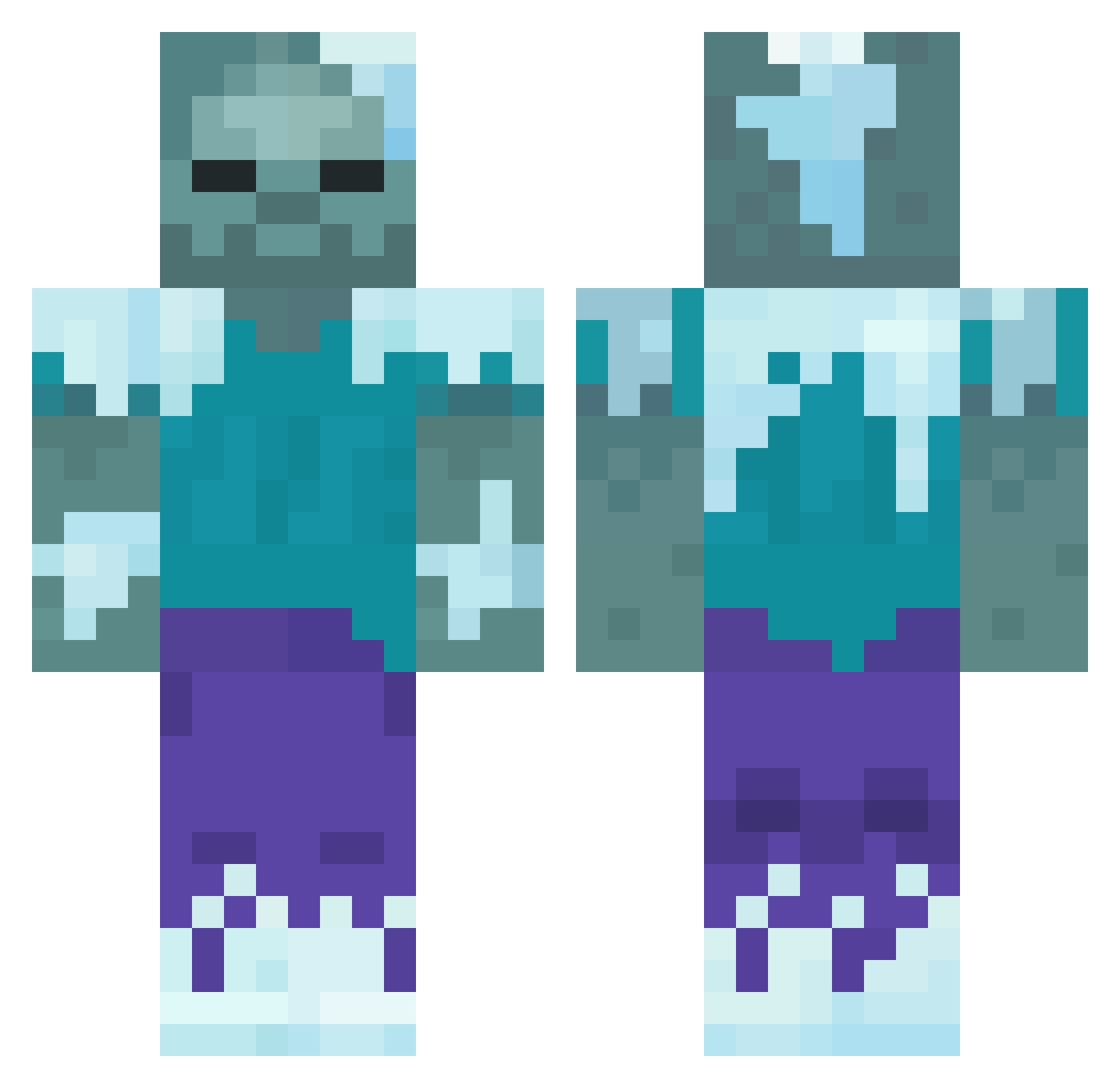 BillysBlue Minecraft skin, front and back view