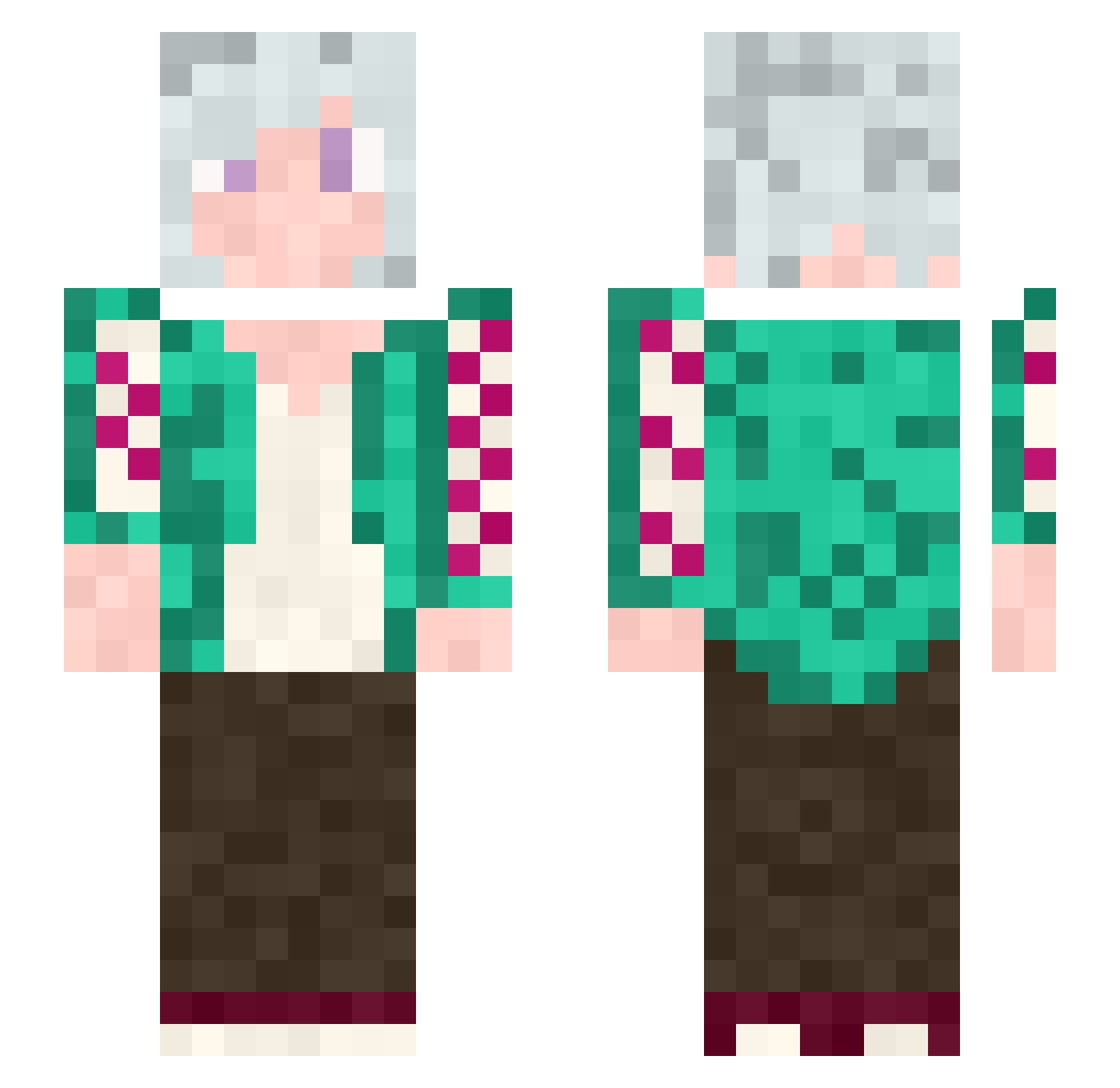 stakax Minecraft skin, front and back view