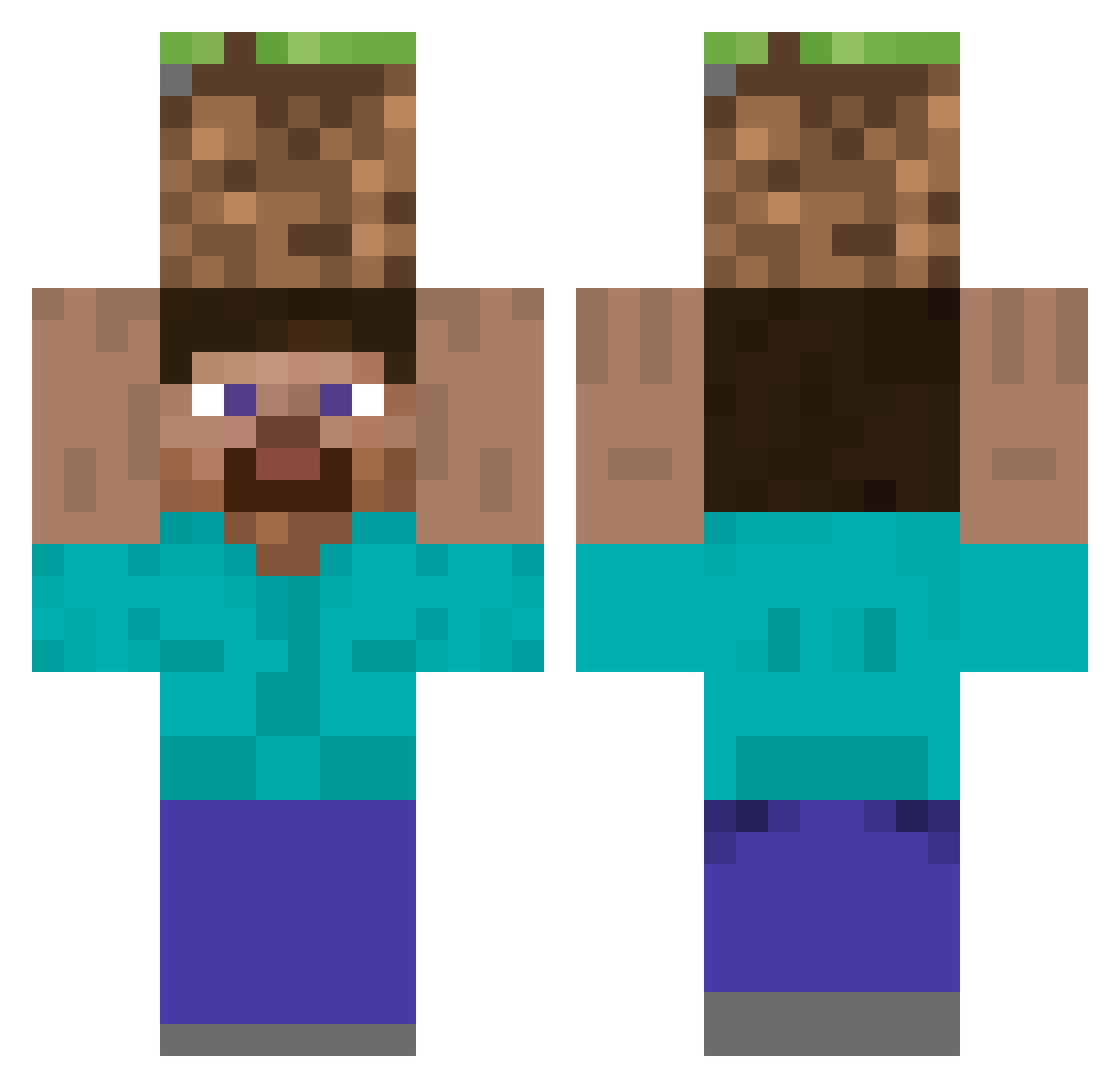 OpisDNA Minecraft skin, front and back view