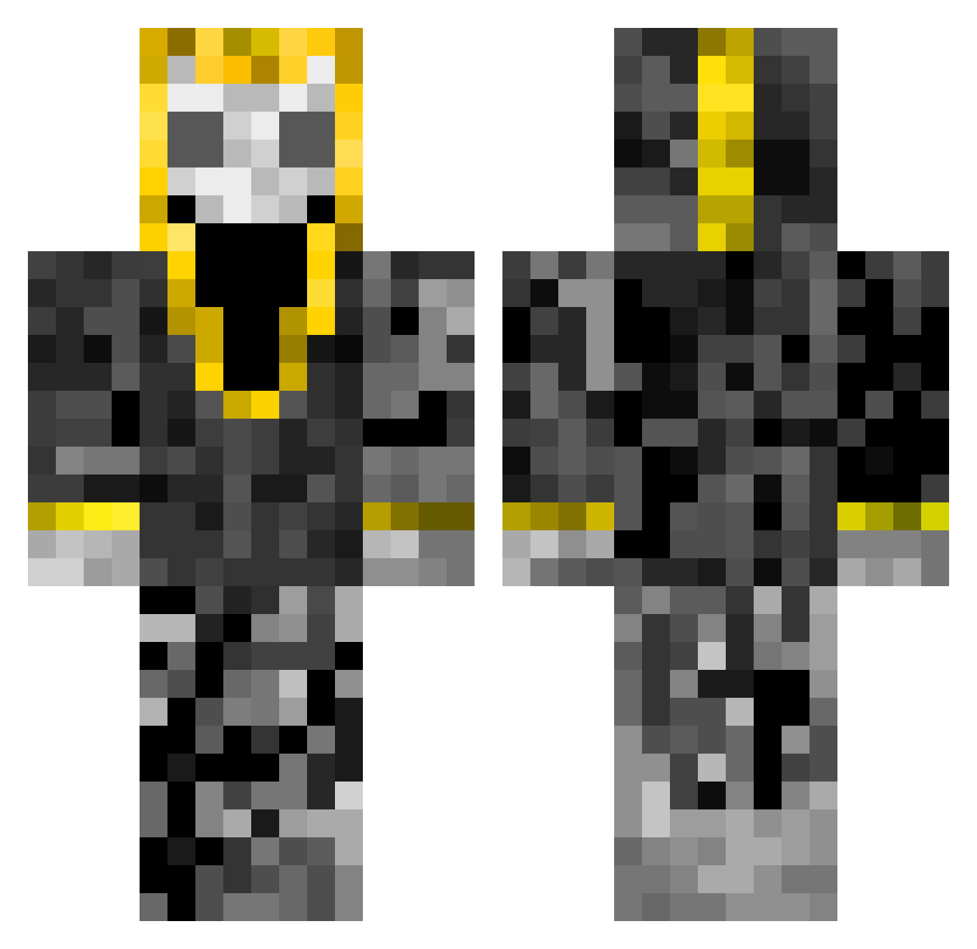 SantaMuerteh Minecraft skin, front and back view