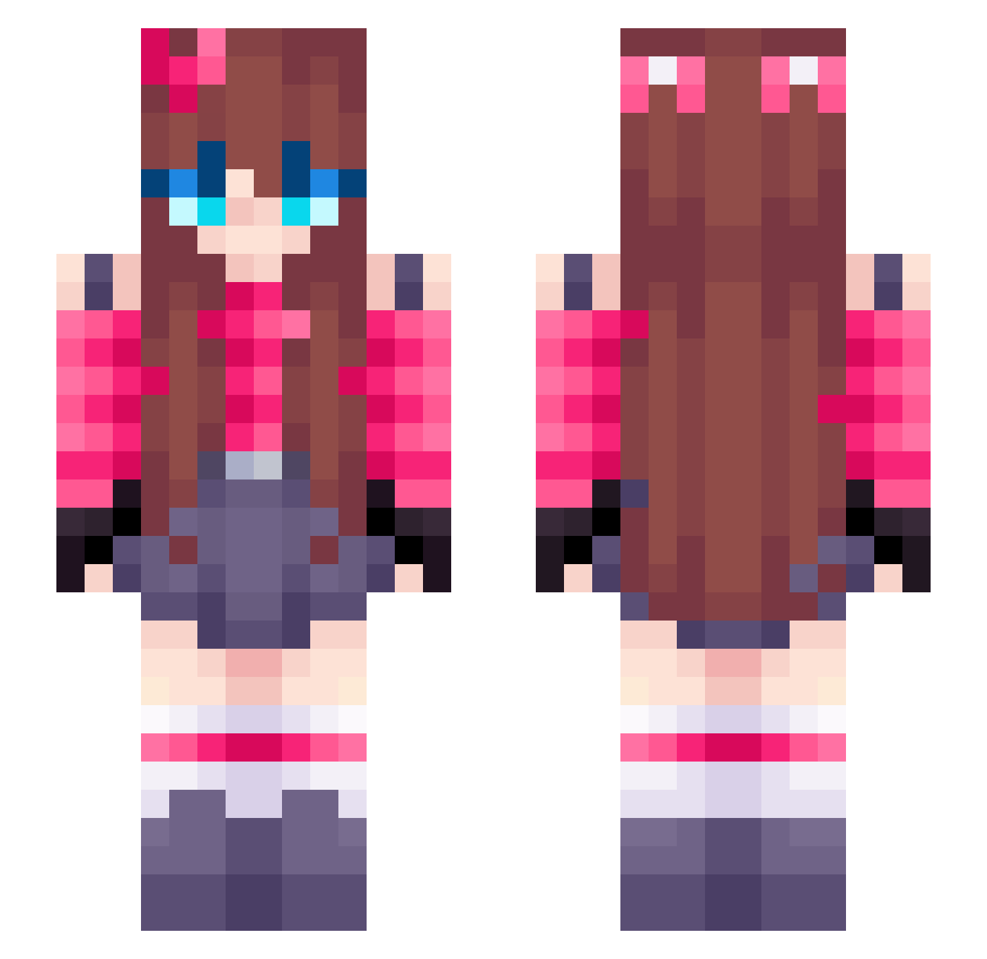 QueenMusicVal Minecraft skin, front and back view