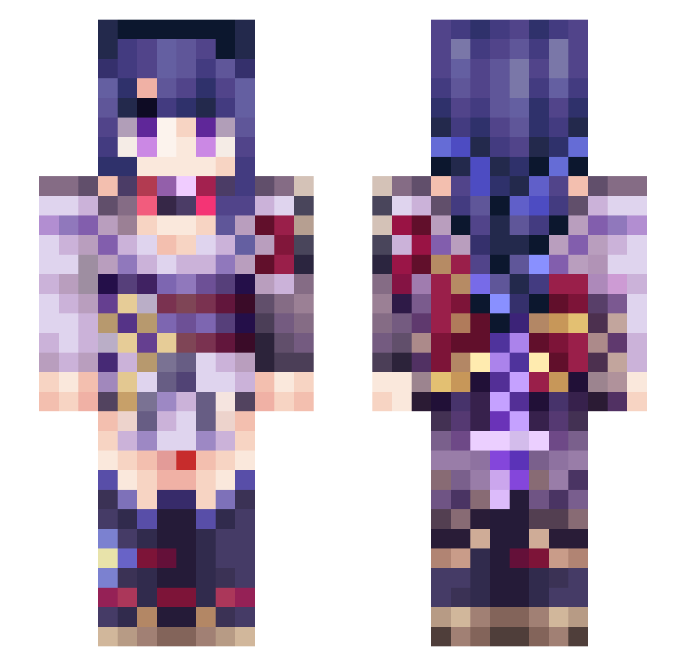 aTypicalGirl Minecraft skin, front and back view