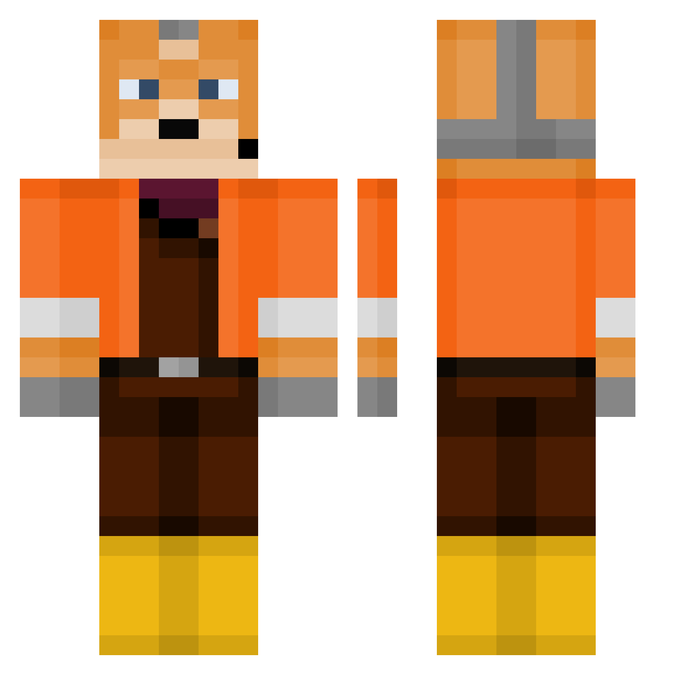 Stoney Minecraft skin, front and back view