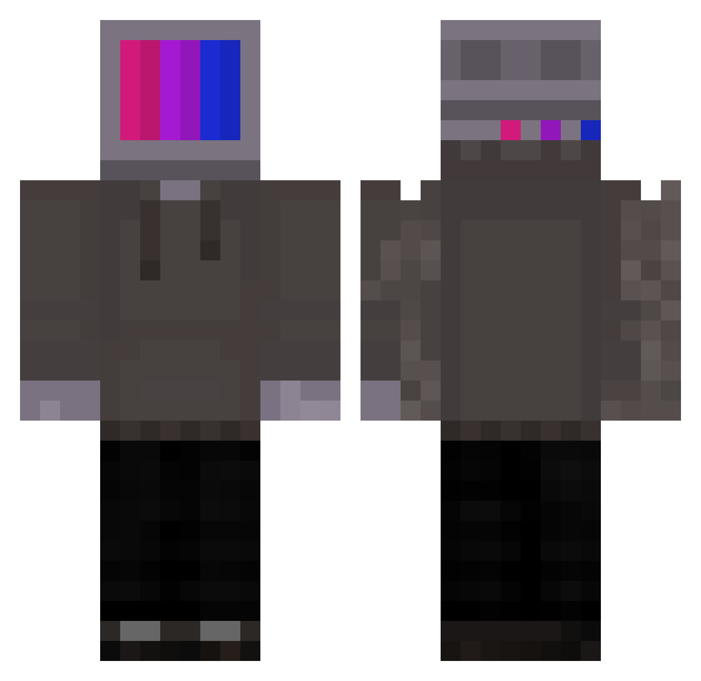 PIKAB0O Minecraft skin, front and back view