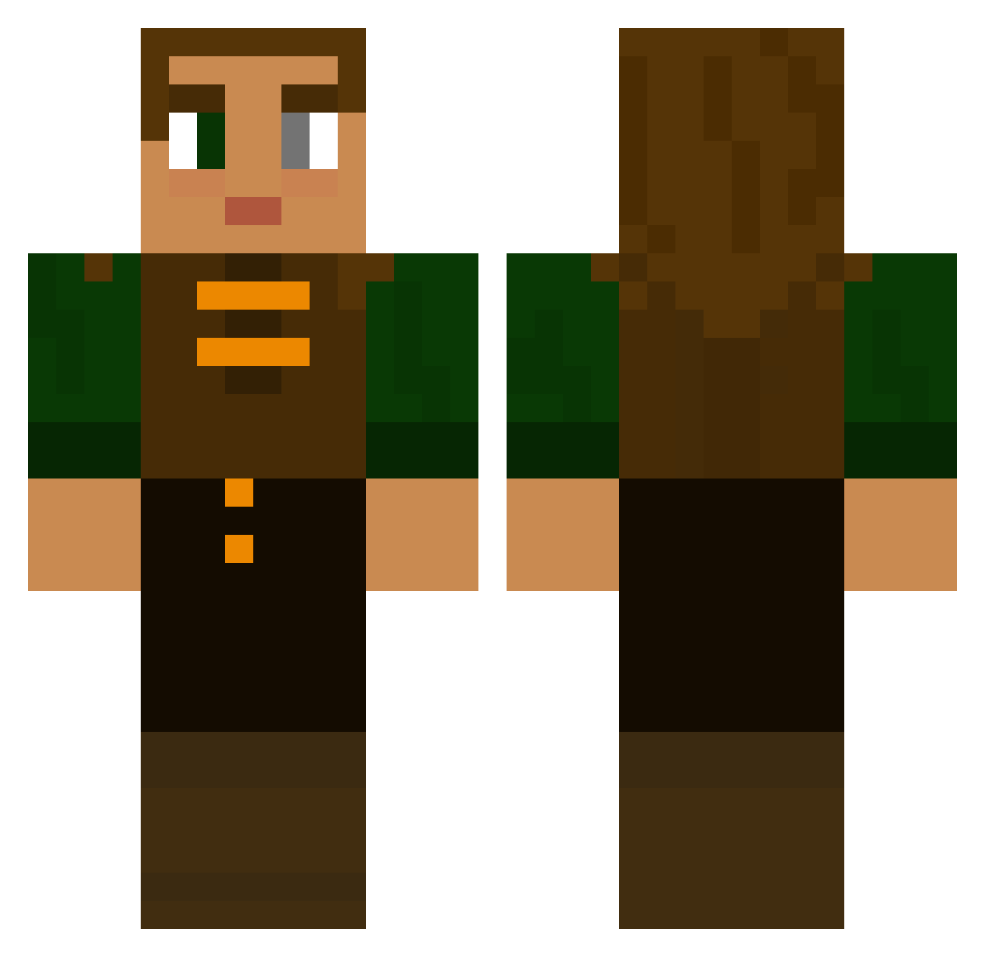 Thyine Minecraft skin, front and back view