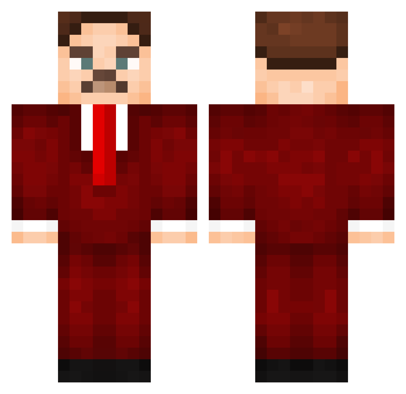 Herbot Minecraft skin, front and back view
