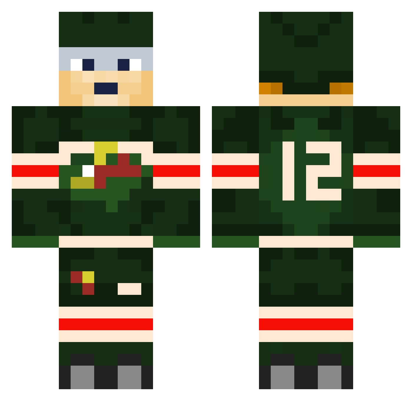 jabbaheds Minecraft skin, front and back view