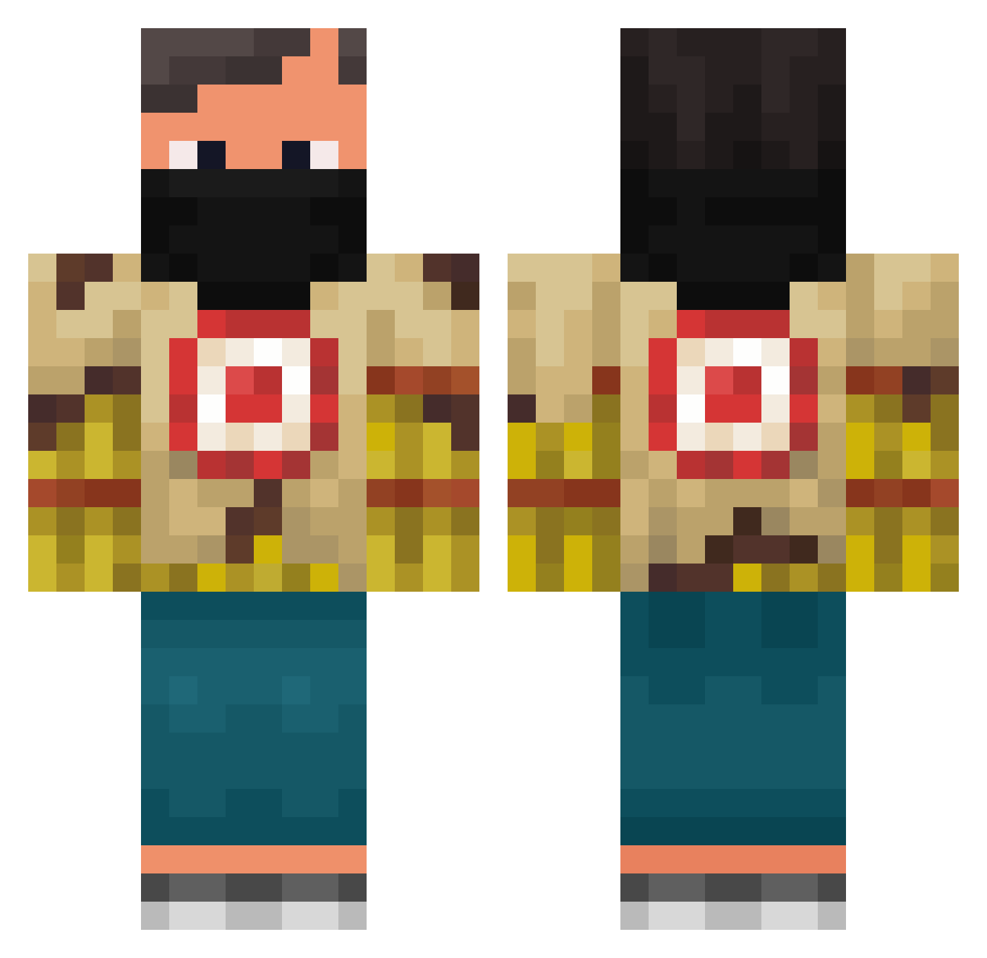 hpyef Minecraft skin, front and back view