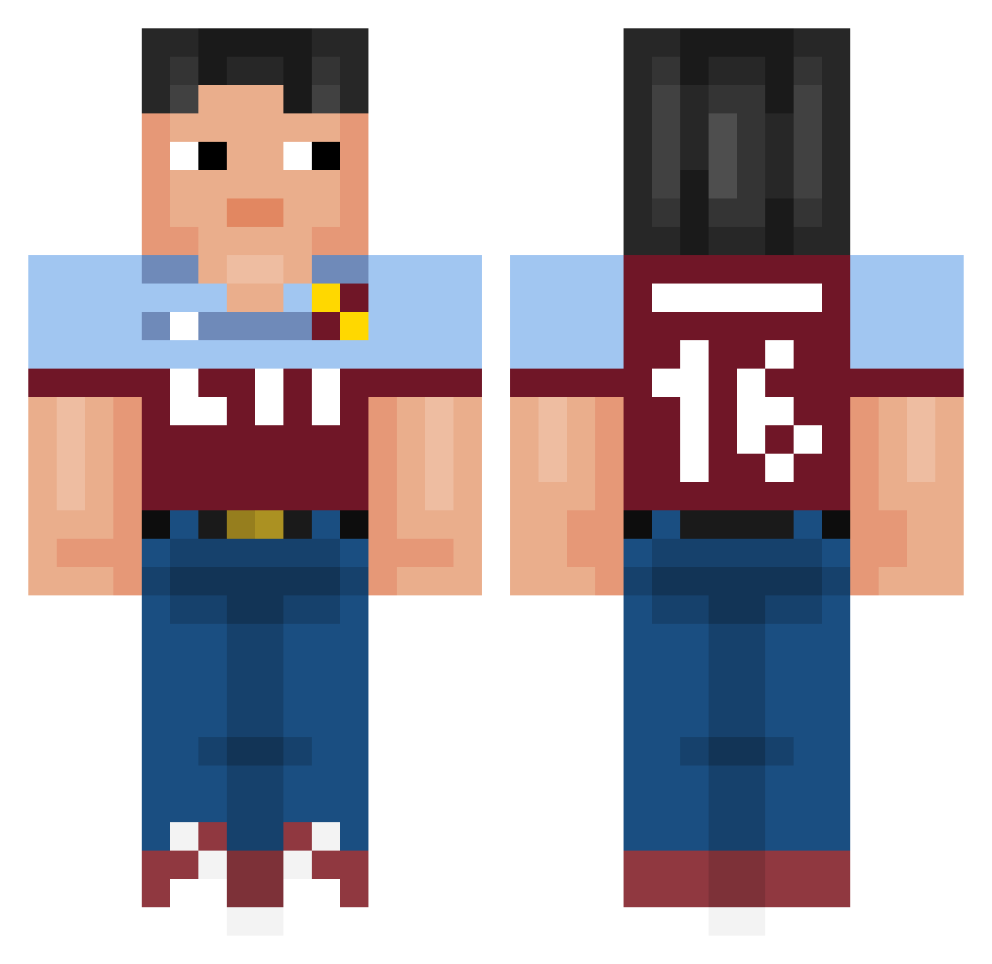 JohnRCC Minecraft skin, front and back view