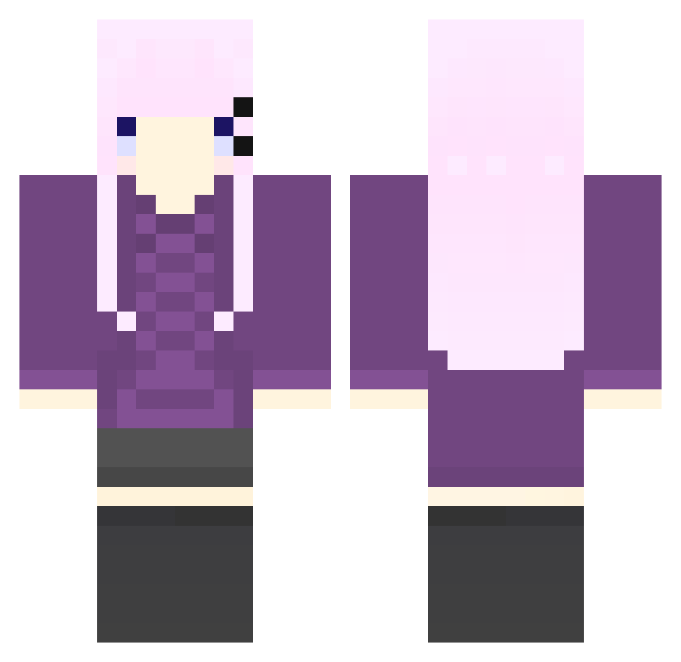 HaiyaChan Minecraft skin, front and back view