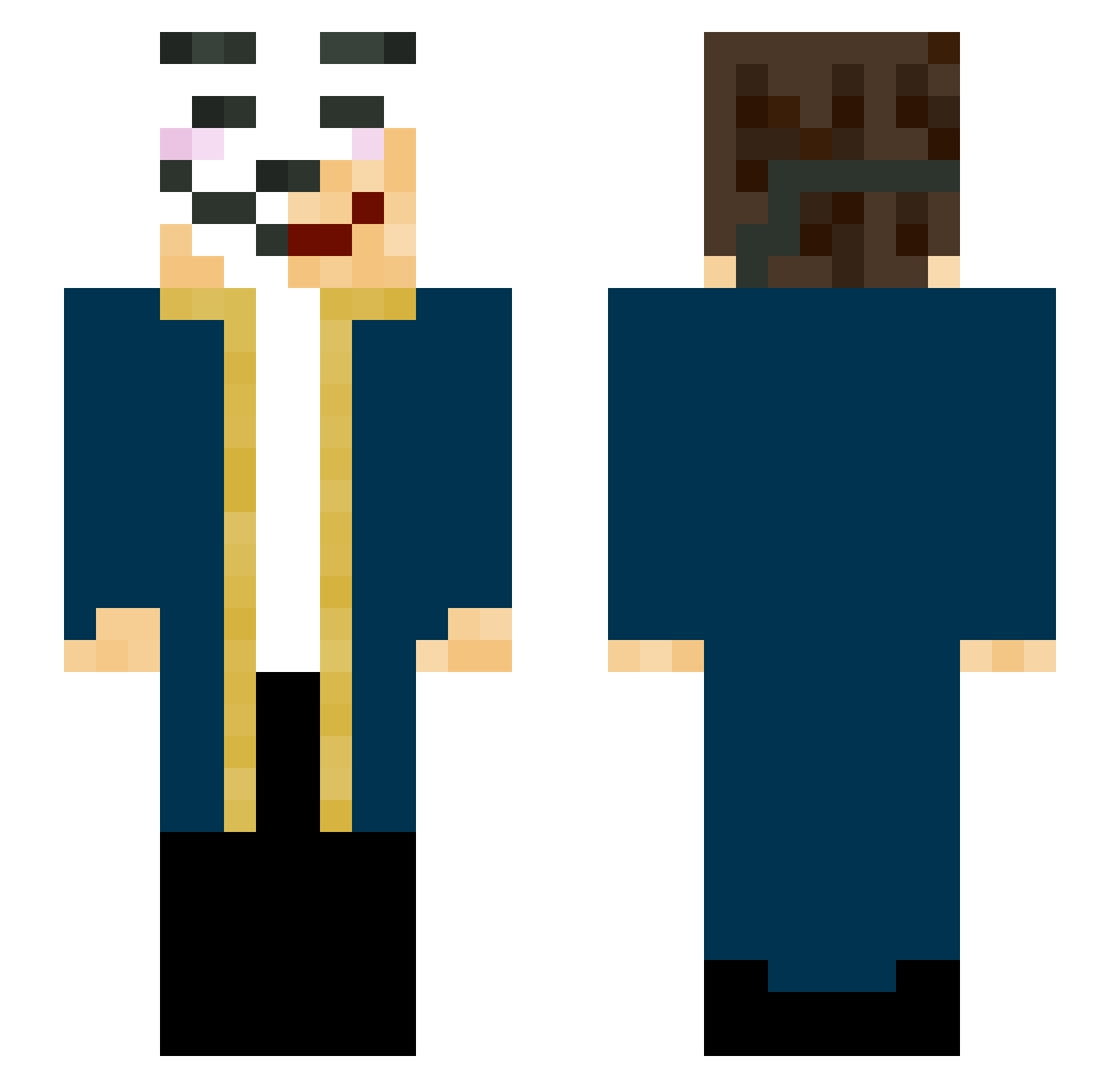 insafali Minecraft skin, front and back view