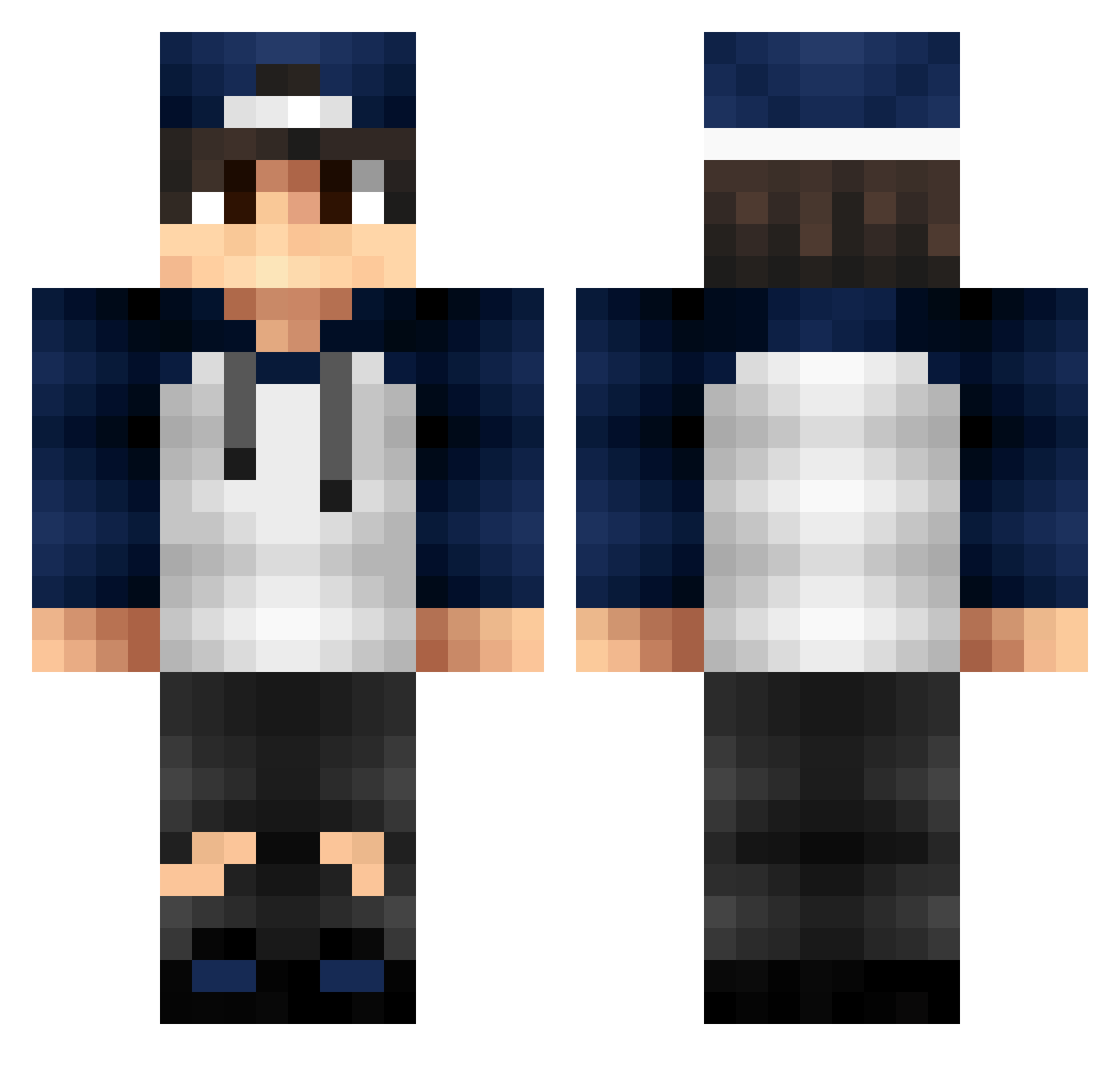 SubJustin Minecraft skin, front and back view