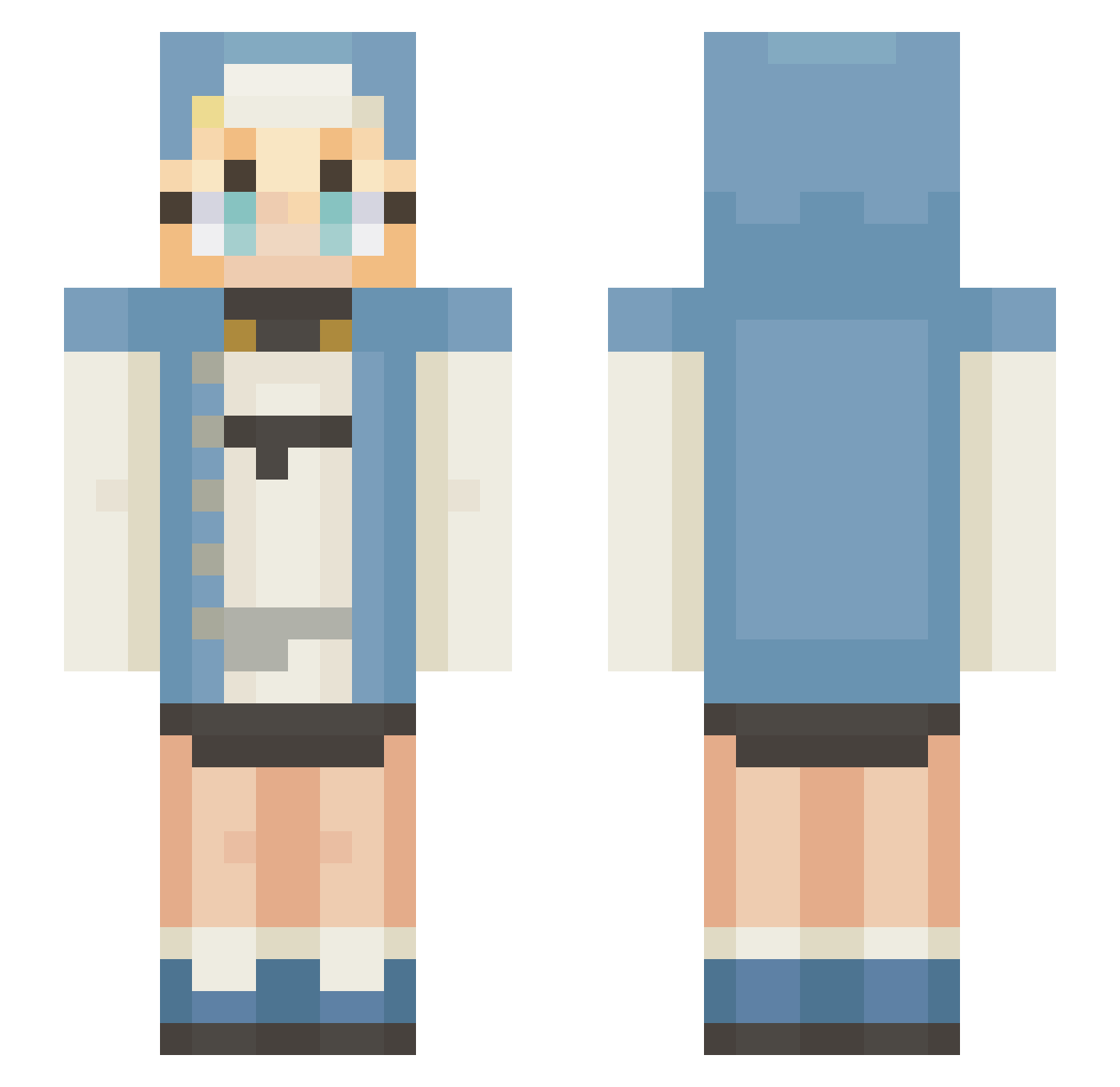 toughsnowzss Minecraft skin, front and back view