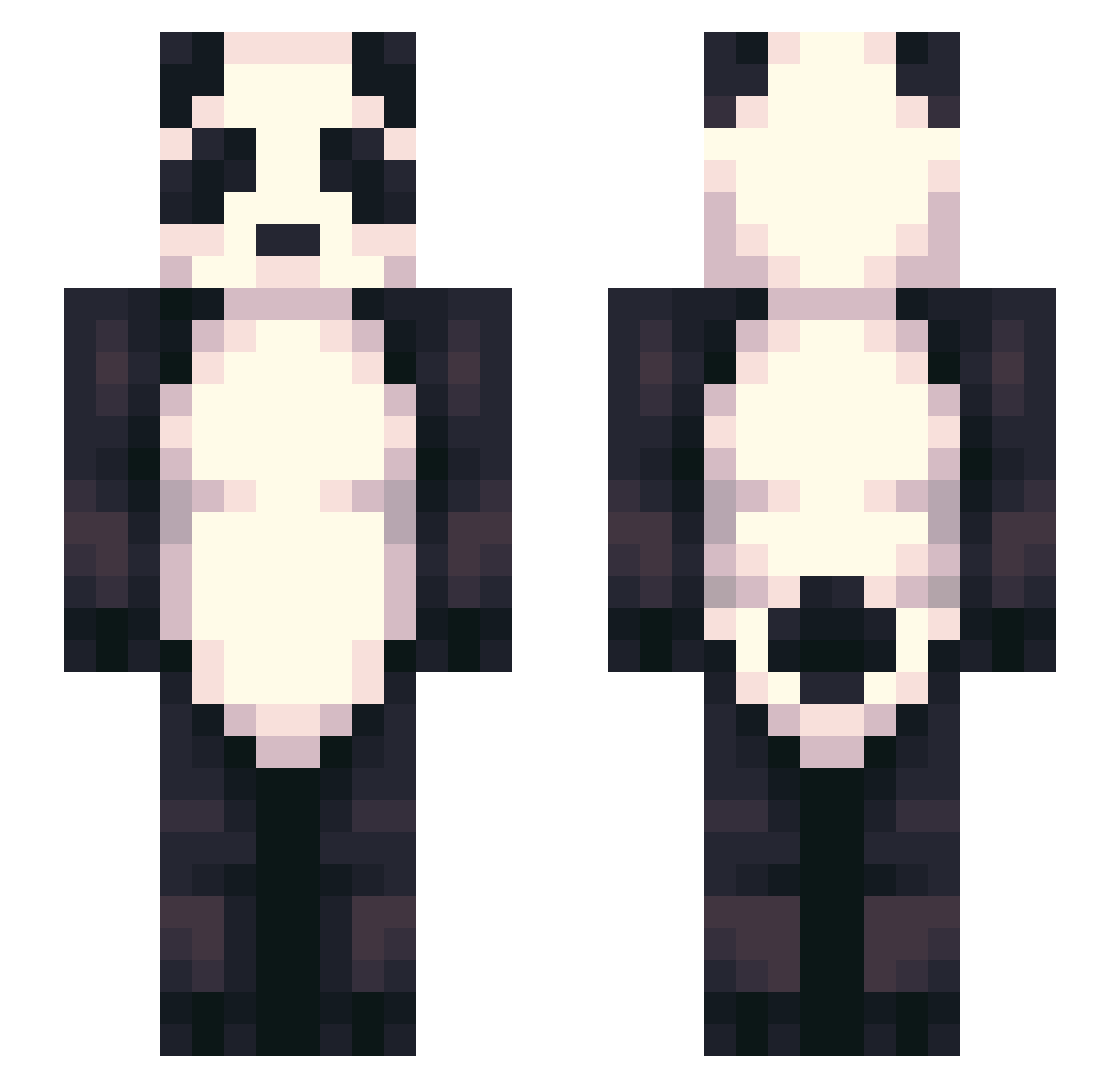 PuffyPixl Minecraft skin, front and back view