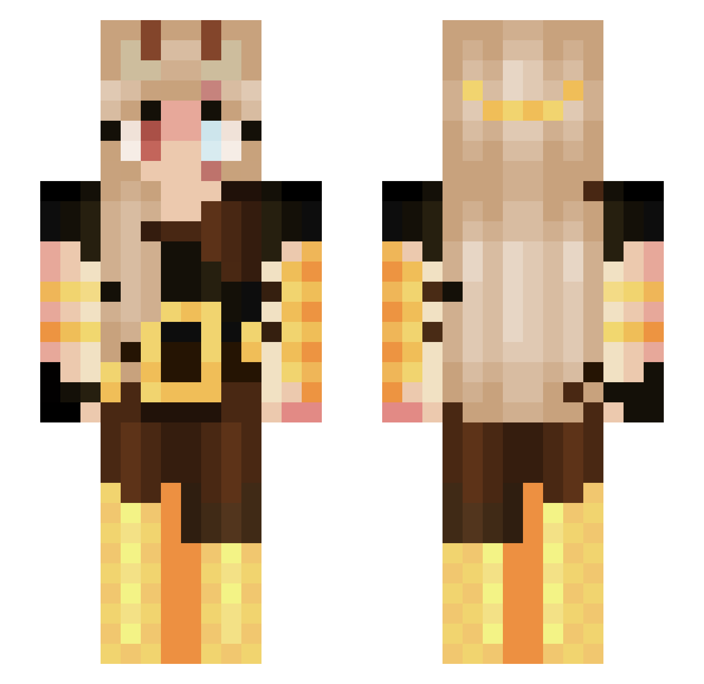 ZeeTheOtter Minecraft skin, front and back view