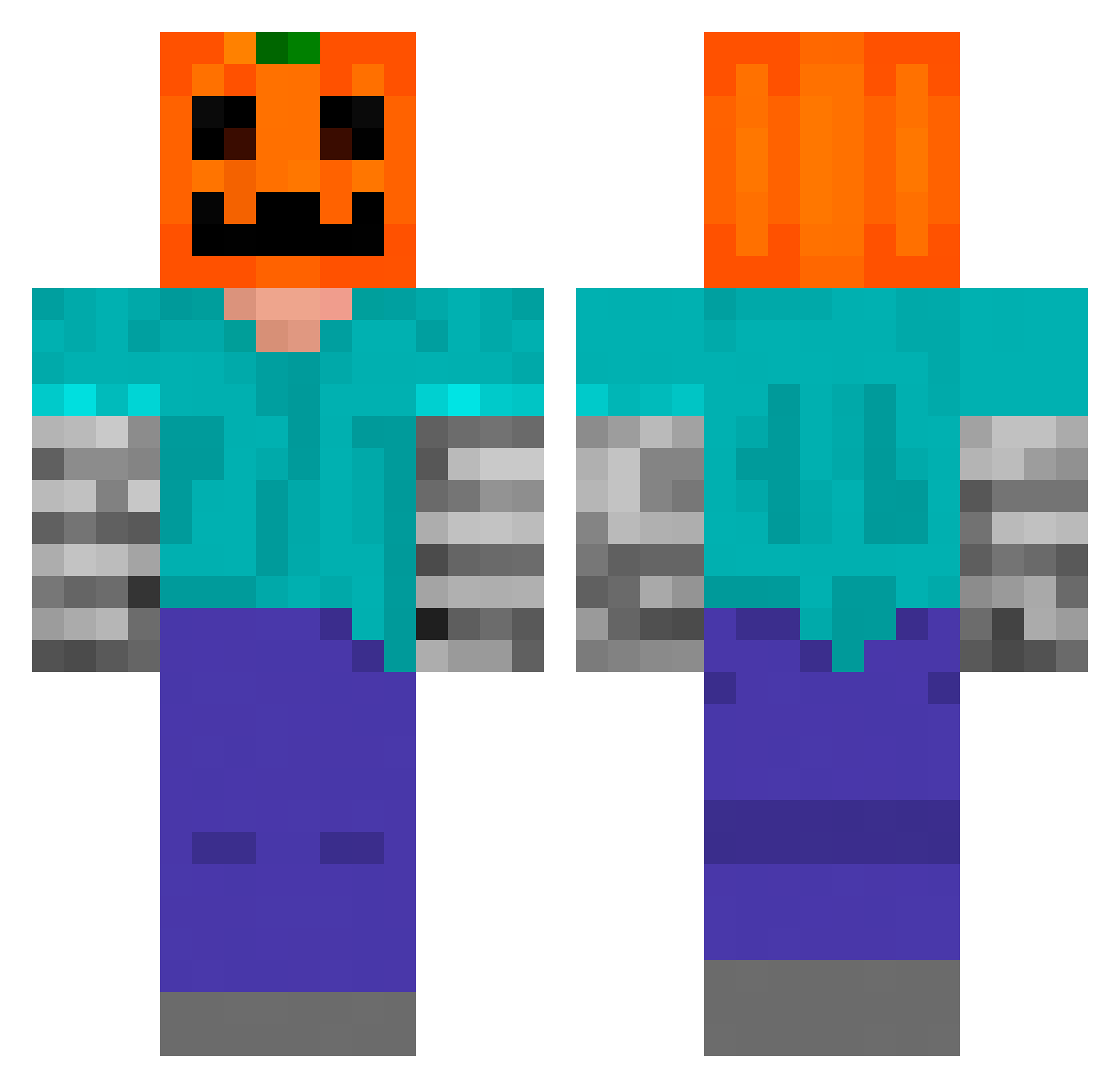 xDeathVi Minecraft skin, front and back view