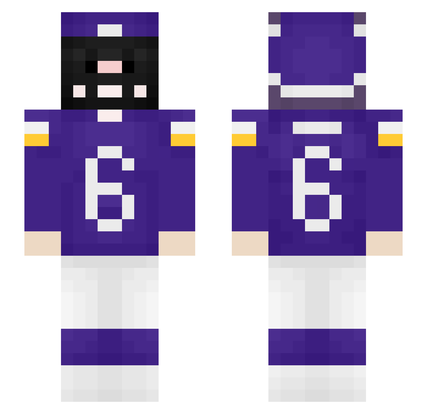 Nodiline Minecraft skin, front and back view