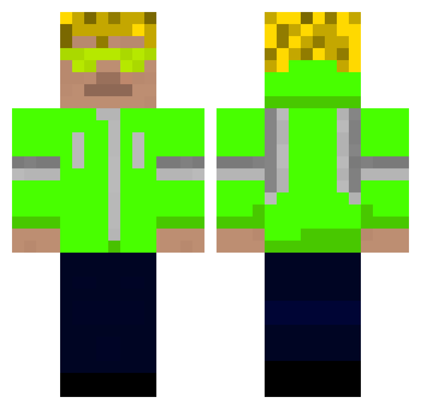 zzzzang Minecraft skin, front and back view