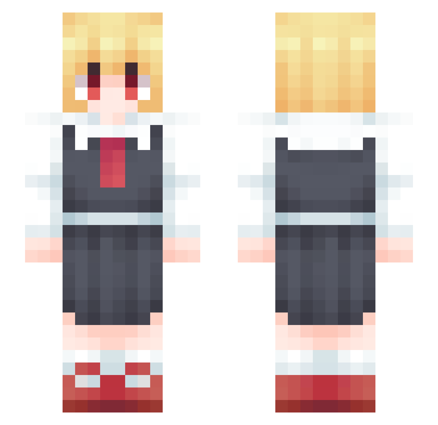 HKfishs Minecraft skin, front and back view