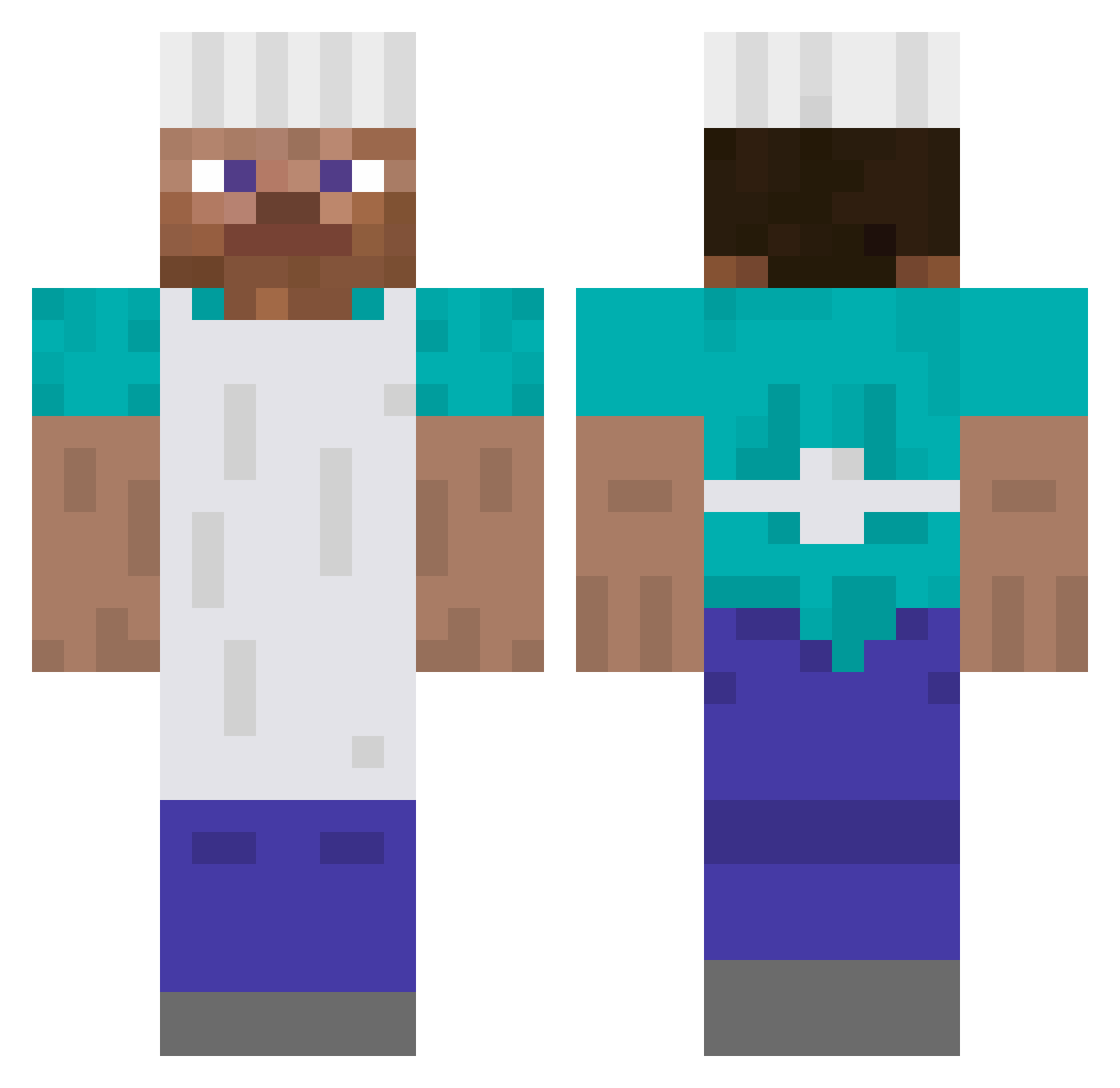 SmukkeFyrKaiser Minecraft skin, front and back view