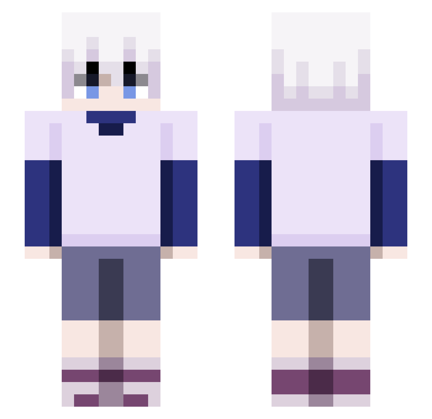 NRiko Minecraft skin, front and back view
