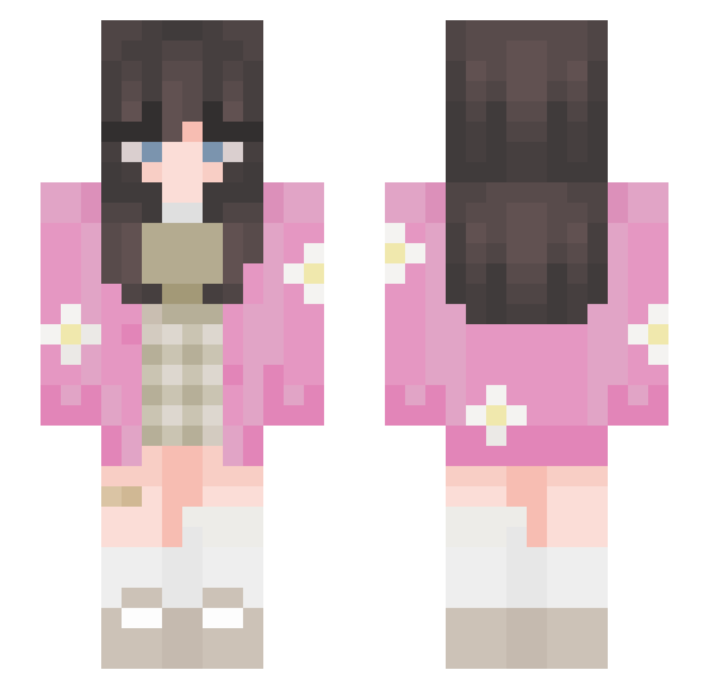 VezLuvsHim Minecraft skin, front and back view
