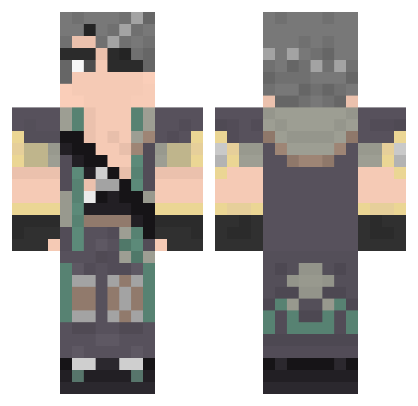 fishatron1 Minecraft skin, front and back view