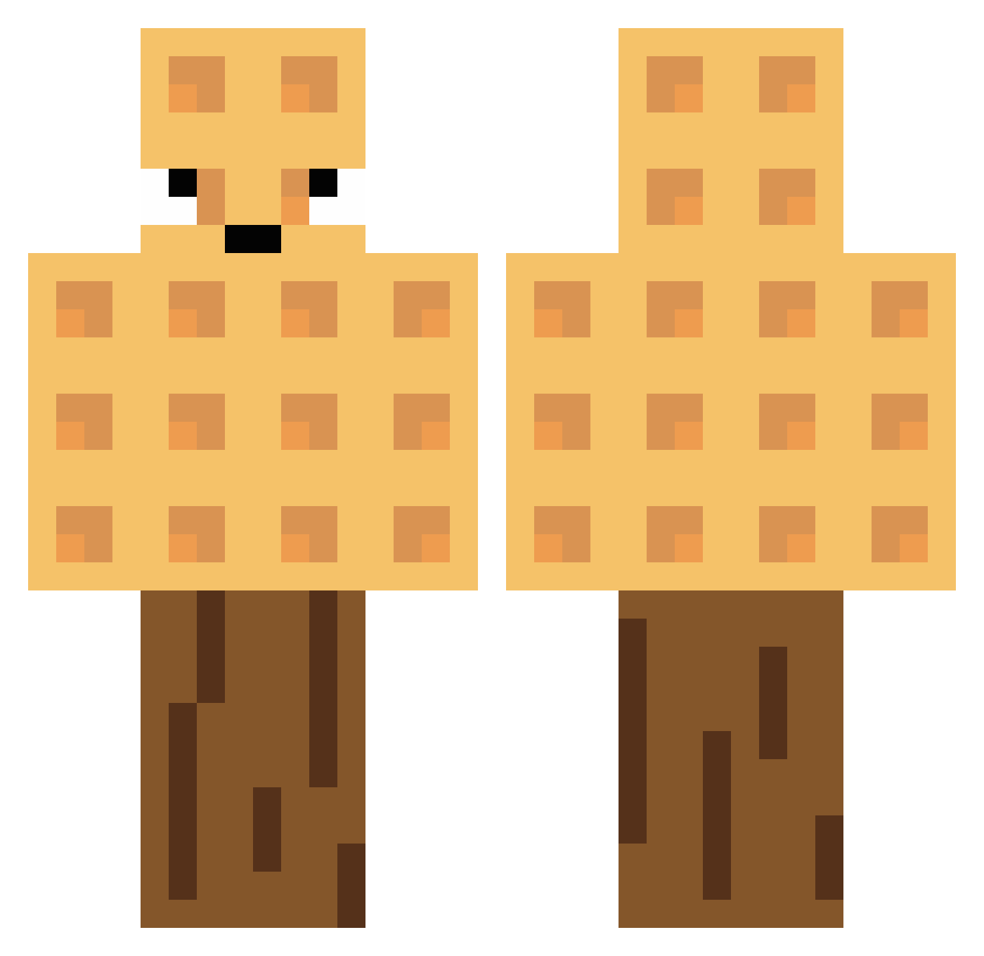 Waffsicle Minecraft skin, front and back view
