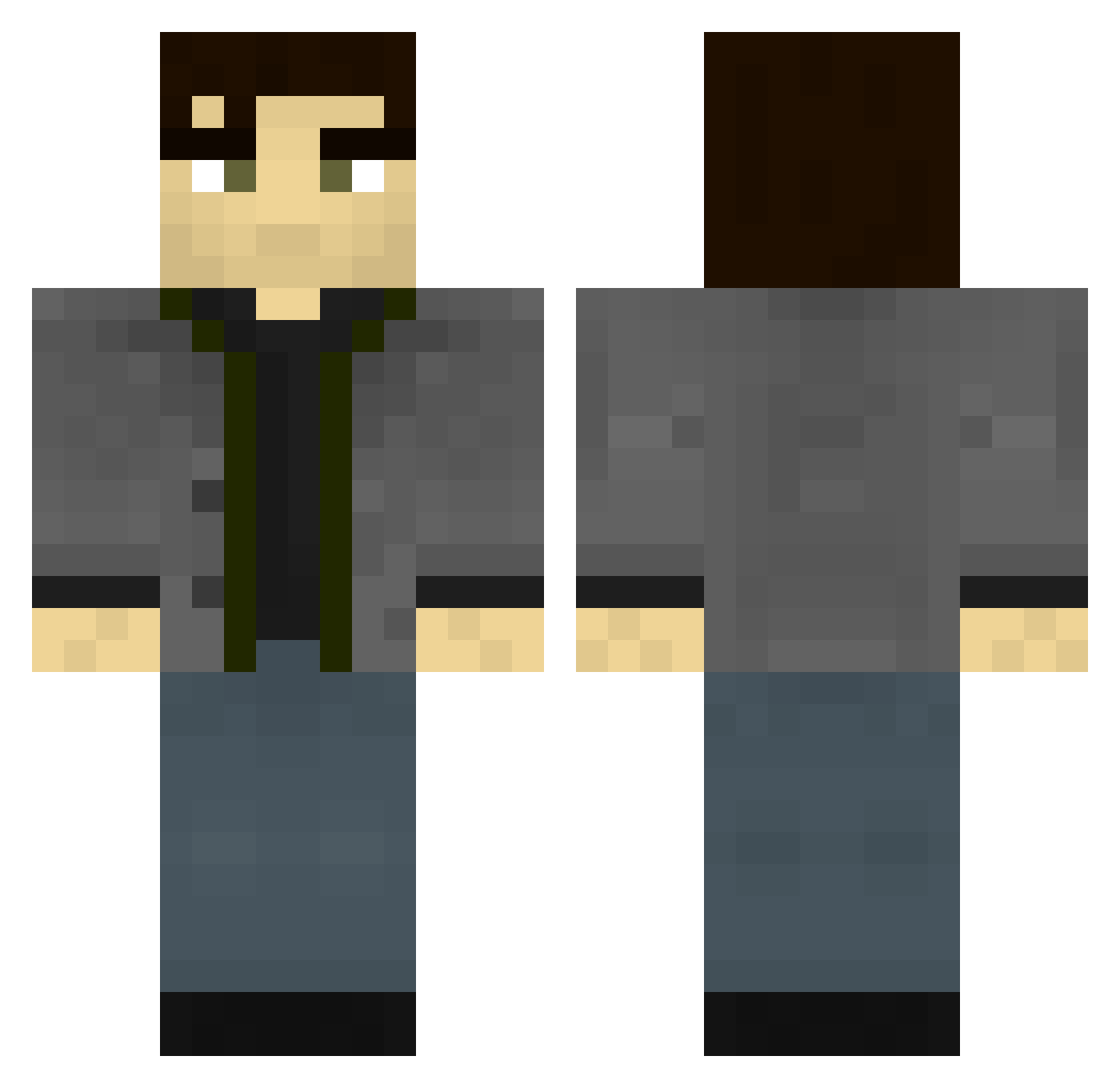N8or Minecraft skin, front and back view