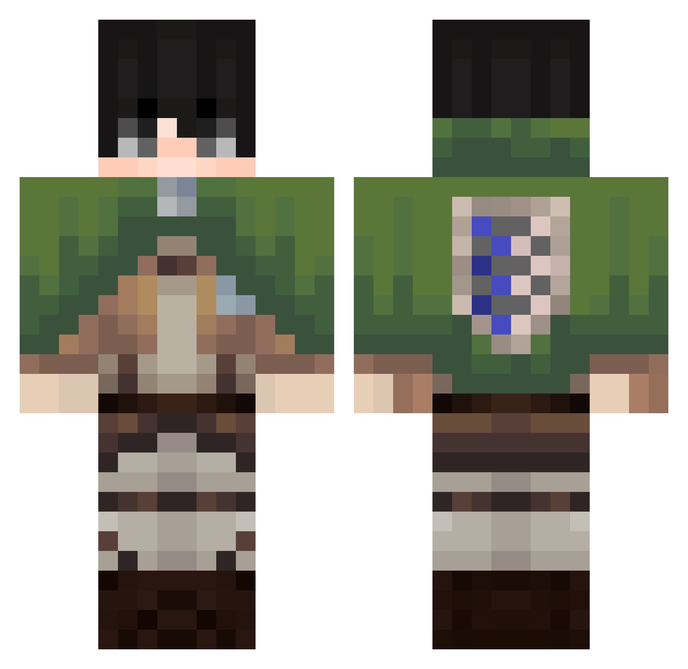 Nazkay1 Minecraft skin, front and back view