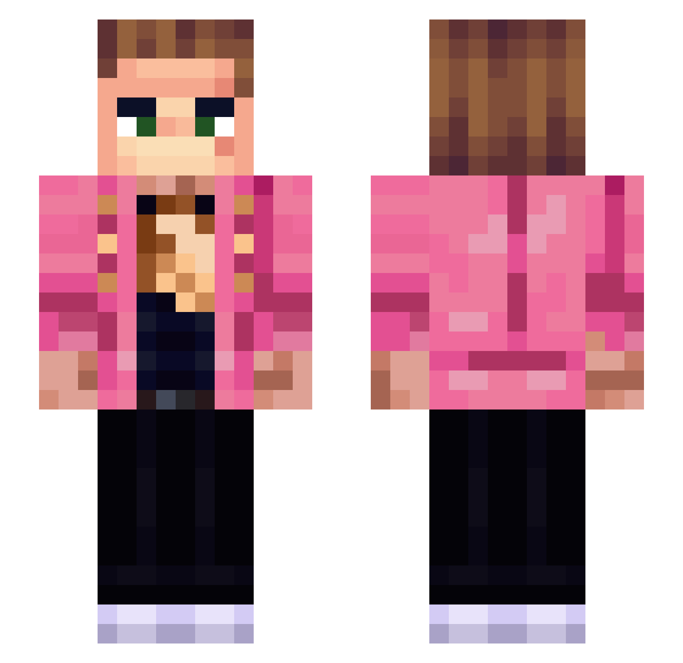 UnclEcake Minecraft skin, front and back view
