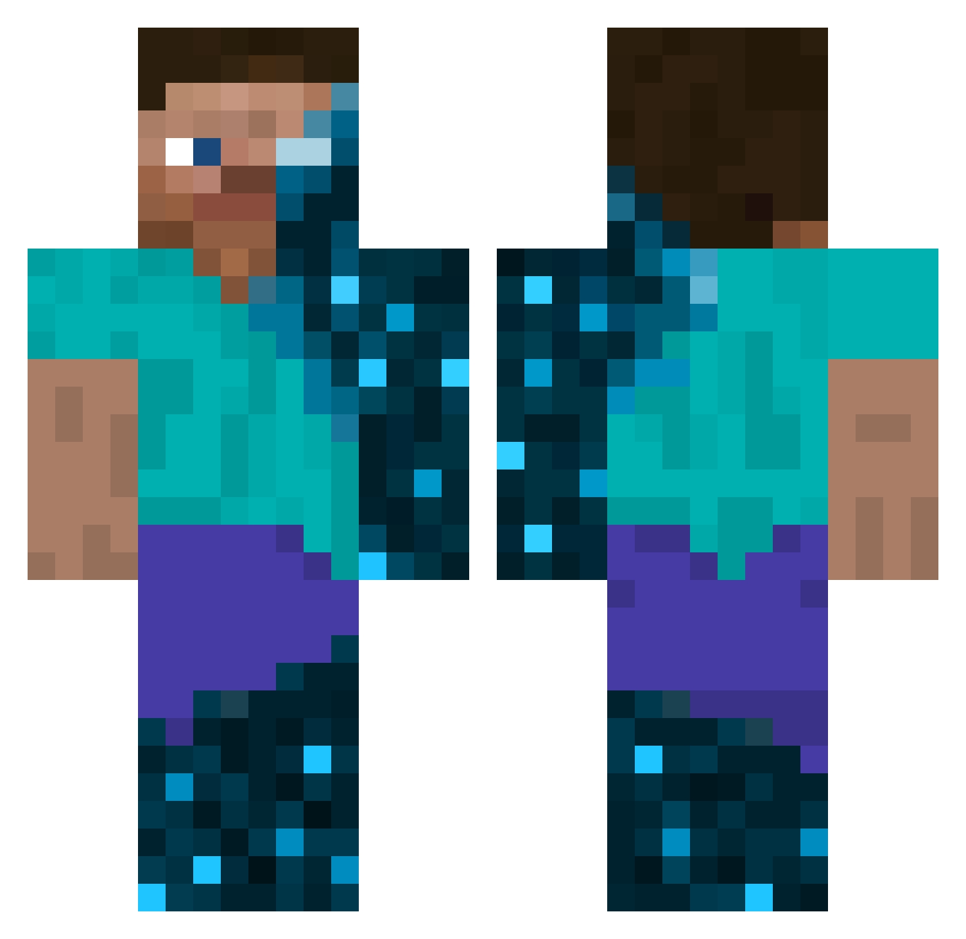 ItzHexzy Minecraft skin, front and back view