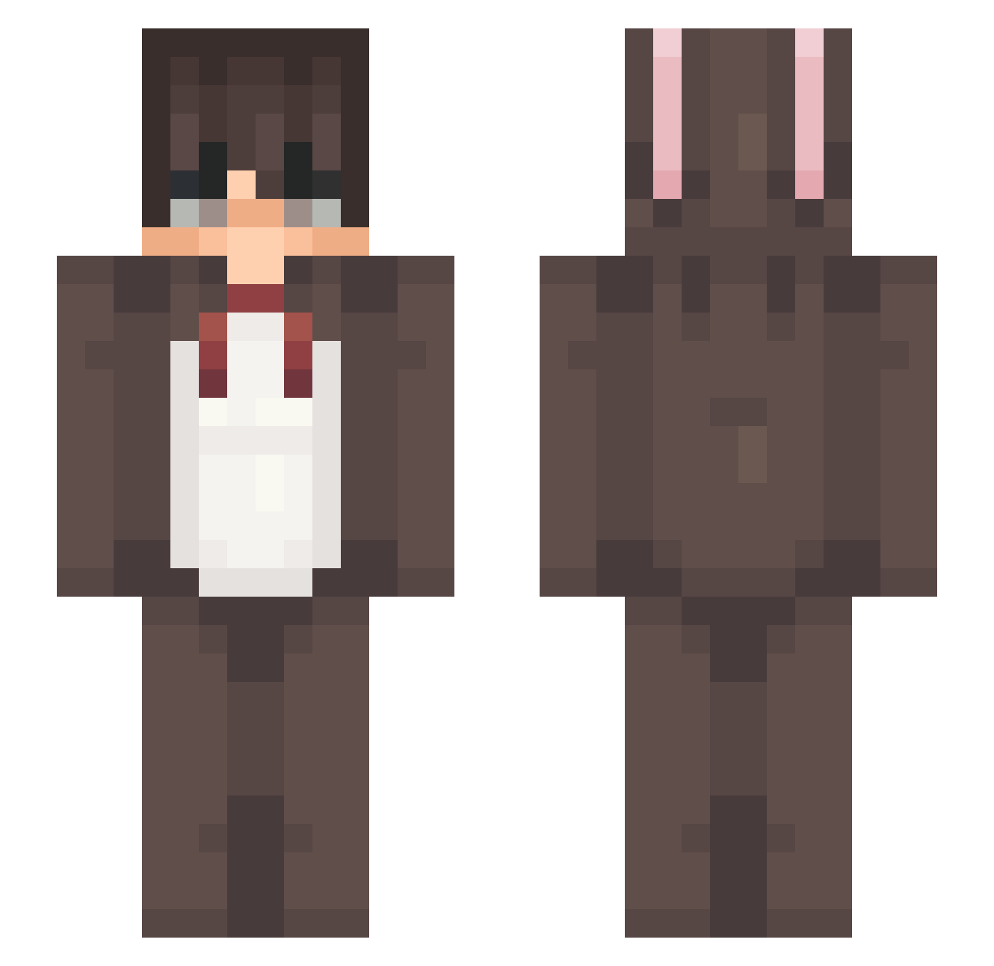 Pieton Minecraft skin, front and back view
